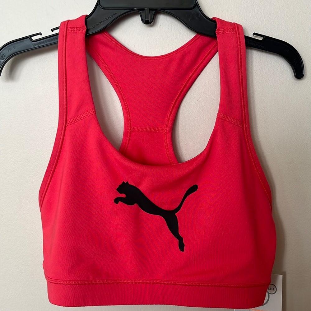 PUMA  girls Forever Sport Bra paradise pink /black Cat Size large nwt